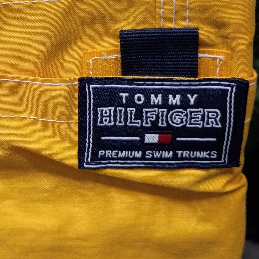 Tommy Hilfiger Yellow and Blue Men's Swim Shorts